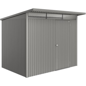 Casetta da giardino in metallo Biohort AvantGarde ECO, dim. A5, grigio quarzo metallizzato con porta standard.