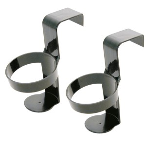 Lot de 2 porte-boissons et canettes en plastique noir à suspendre, pour aménagement intérieur.