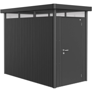 Abri de jardin métallique Biohort HighLine gris foncé métallisé avec porte standard. Abris de jardin pour rangement extérieur.
