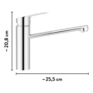 Miscelatore cucina cromato baliv KI-1610 con risparmio idrico e dimensioni.