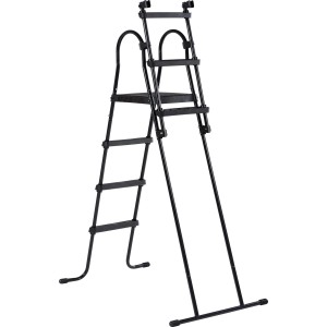 Échelle de piscine EXIT noire pour piscines à cadre de 108-122 cm, avec rampe et marches antidérapantes.