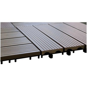 Gartec dalles clipsables WPC Taupe, 30x30 cm, dalles en bois avec système de clips pour terrasse et balcon.