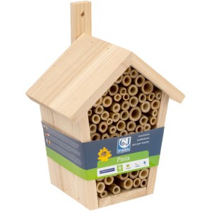 Maison à insectes Pinta en bois, remplie de tubes pour les insectes utiles au jardin.