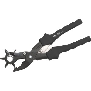 LUX-TOOLS PRO Revolverlochzange, 250 mm, con manico nero a 3 componenti. Pinza per forare vari materiali.