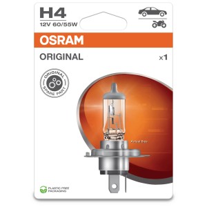 Lampada alogena per auto Osram H4 Original, 12V 60/55W, per auto e moto.