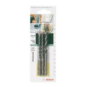 Jeu de forets multi-matériaux Bosch SDS-Quick, 3 pièces, forets universels pour divers matériaux.