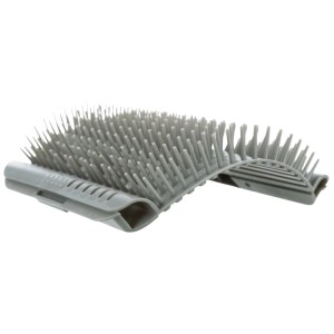 Brosse de massage d'angle Trixie grise pour chats, 8x13 cm, pour le soin du pelage.