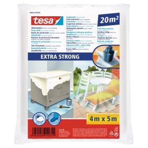 Tesa Film de masquage Extra Fort transparent, 4x5m. Protection pendant la rénovation.