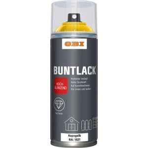 Spray di vernice OBI RAL 1021 giallo colza lucido, bomboletta da 400ml.