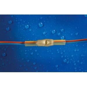 Connettore a crimpare termoretraibile Steinel per cavi da 0,5-1,5 mm, connessione impermeabile.