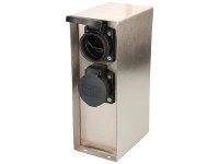 Max Hauri Gartensteckdosen-Säule Stahlblech Silber 2 x T13