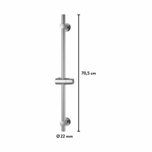 Asta doccia cromata baliv DST-70.20, 70,5 cm, con supporto doccia per montaggio a parete.