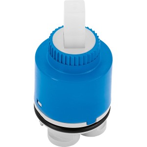 Cartuccia ceramica 35mm per miscelatore lavabo, blu/bianca, ricambio per controllo flusso e temperatura.