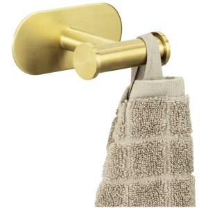 Wenko Wandhaken Duo Orea Turbo-Loc, matt goldfarben mit Handtuch.
