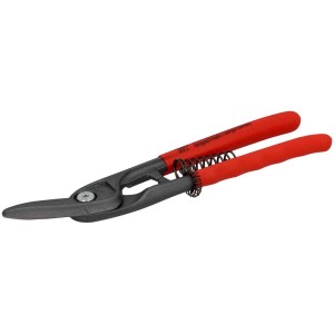 Cesoie per fori e lamiere a taglio sinistro con manici rossi, lunghezza 250 mm. Ideale per tagliare lamiere.