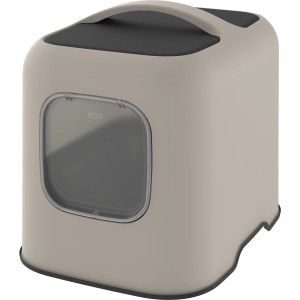 Lettiera per gatti Rotho Biala color cappuccino: Toilette chiusa con porta e maniglia.
