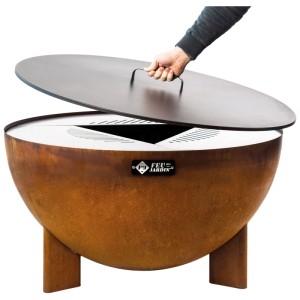 Feu du Jardin Couvercle métallique pour brasero Tria en acier Noir Ø 100 cm