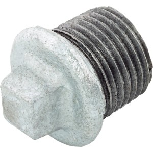 Tappo in ghisa malleabile zincata 21 mm (R 1/2) per raccordi e tubi zincati.
