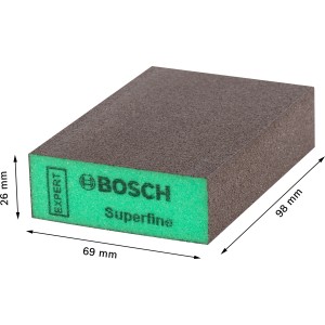 Spugna abrasiva Bosch Standard Expert S471, superfine, 69x97x26mm, per levigatura efficace.