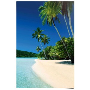 Maxi poster Bounty Beach (61x91,5 cm) : Plage tropicale avec palmiers et eau turquoise.