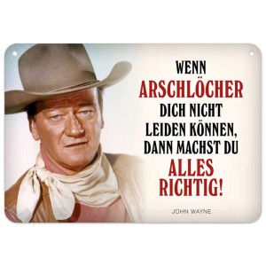 Plaque en métal John Wayne avec citation. Panneau mural décoratif avec cordon.