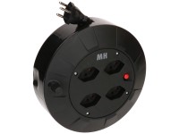 Kabelbox MaxReel mit Thermoschutz 4 x T13 / 1 x T12 Schwarz Länge 5 m