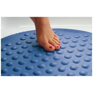 Tapis de bain bleu Ridder TecnoPlus avec picots et pied pour une adhérence sûre dans la baignoire.
