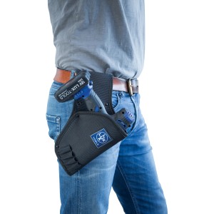 Borsa portautensili in nylon LUX Holster con avvitatore a batteria su cintura da lavoro per artigiani.