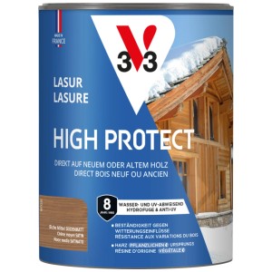 V33 Impregnante per legno High Protect, rovere medio, satinato, barattolo da 750ml. Protezione legno per esterni.