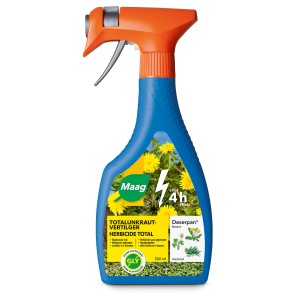 Flacone di Maag Deserpan Rasant Total-Herbizid 500ml per il controllo delle erbacce.