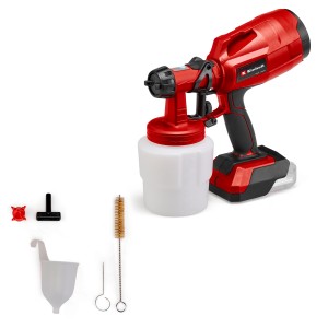 Système de pulvérisation de peinture sans fil Einhell TC-SY 18/60 Li-Solo avec accessoires, rouge/noir.