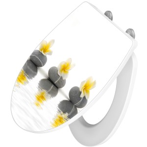 Wenko WC-Sitz Stones with Flowers: Sedile WC in Duroplast con motivo di pietre e fiori.