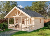 Alpholz Gartenhaus Lillehammer Satteldach 549 cm x 746 cm Hellbraun