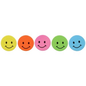 Adesivi in gomma muschiata Smiley autoadesivi, 30 pezzi in vari colori.