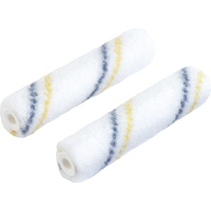 Deux rouleaux à peinture LUX PRO bleus et jaunes pour laques, Ø 2,5 x 10 cm.