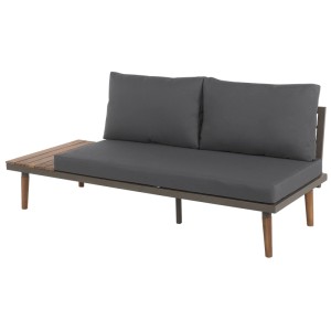 Canapé d'angle de jardin Corato 5 places gris avec table en acacia de Beliani.