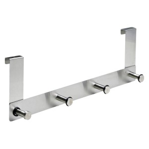 Hettich Türhängegarderobe aus Edelstahl mit 4 Haken für die Tür.