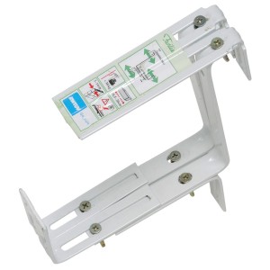 Support de jardinière balcon OBI blanc, réglable en 3 dimensions, en métal.