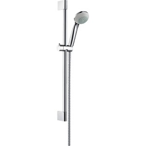 Ensemble de douche Hansgrohe Crometta 85 avec barre de douche 65 cm chromée. Douchette et flexible inclus.