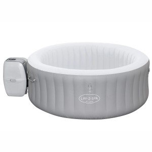 Bestway Lay-Z-Spa St. Lucia AirJet, spa gonflable gris avec pompe et design rond.