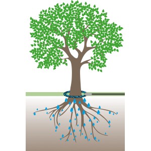 Kit d'arrosage pour arbres Geka noir et argent pour un arrosage ciblé.