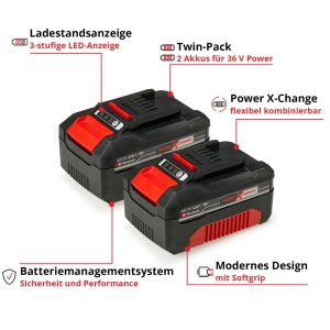 Einhell Power X-Change batterie Twinpack, 2x 18V 4Ah. Batteries pour outils électriques en set.