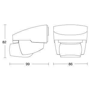 Disegno tecnico: rilevatore di movimento Steinel IS 140-2, dimensioni e viste.