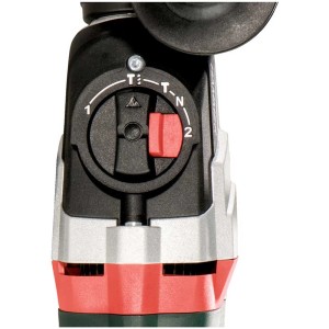 Gros plan du marteau perforateur Metabo UHEV 2860-2 Quickset : sélecteur rotatif pour perçage/perçage à percussion.