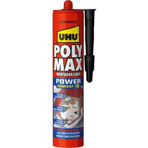 UHU Poly Max Montagekleber Power Nero, cartuccia da 425g. Adesivo da costruzione per interni ed esterni.