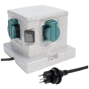 Steffen GardenLine Energy Stone grigio con 4 prese per uso esterno.