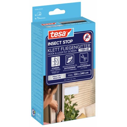 tesa Fliegengitter-Fenster mit Klettband Comfort Weiss 240 x 120 cm