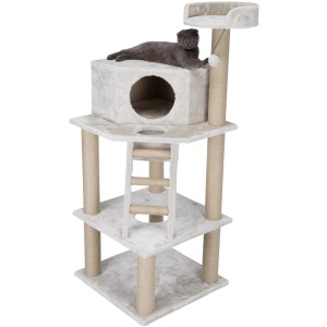 Arbre à chat Trixie Marlena gris clair (151 cm) avec plateformes, grotte et poteaux en sisal.