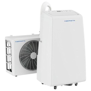 Climatizzatore split mobile Kibernetik bianco 12000 BTU. Unità interna ed esterna per raffreddare, riscaldare, ventilare, deumidificare.