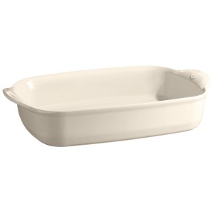 Rechteckige, beige Emile Henry Gratinform aus Keramik, 42x27 cm.